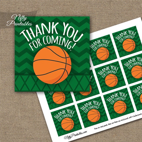 Basketball Thank You Favor Tags Basketball Birthday Party