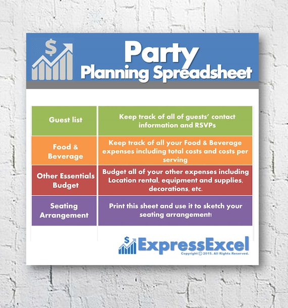 party planning excel spreadsheet