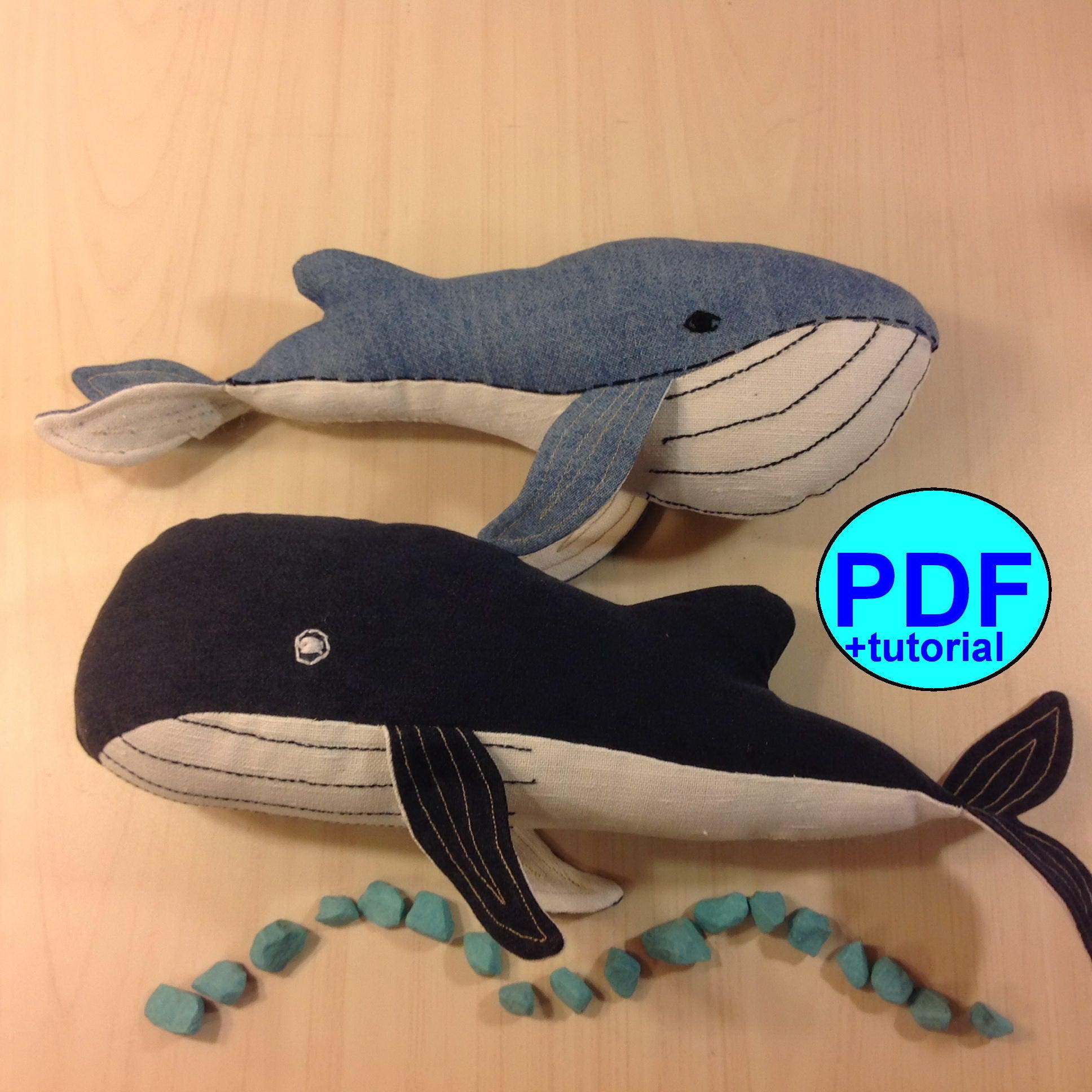 Set two different whales pattern whale sewing pattern tutorial