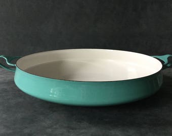 VINTAGE Turquoise Dansk Kobenstyle IHQ Paella Pan + Buffet Bowl + Round Casserole - Excellent Condition - Jens Quistgaard - Enamel on Steel