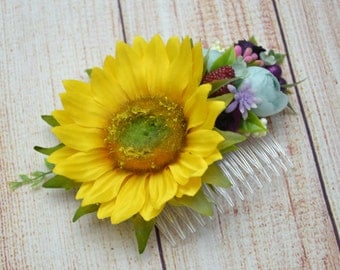 Gift/for/her Flower hair comb Sunflower hair accessory Bridal hair Wedding hair comb Gift/for/girlfriend Flower girl comb Bridal hair piece