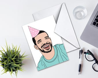 Drake Birthday Card, Blank Drake Party Card, Birthday Card Drake Plain, Birthday Card, Greeting Card Birthday, Funny Card, Drake Drawing