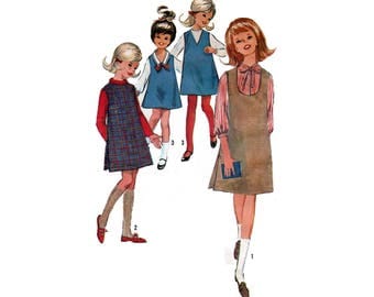 60's Girl's Jumper Sewing Pattern, Size 10 Bust 28 Uncut Vintage 1960's UNCUT Simplicity 6068