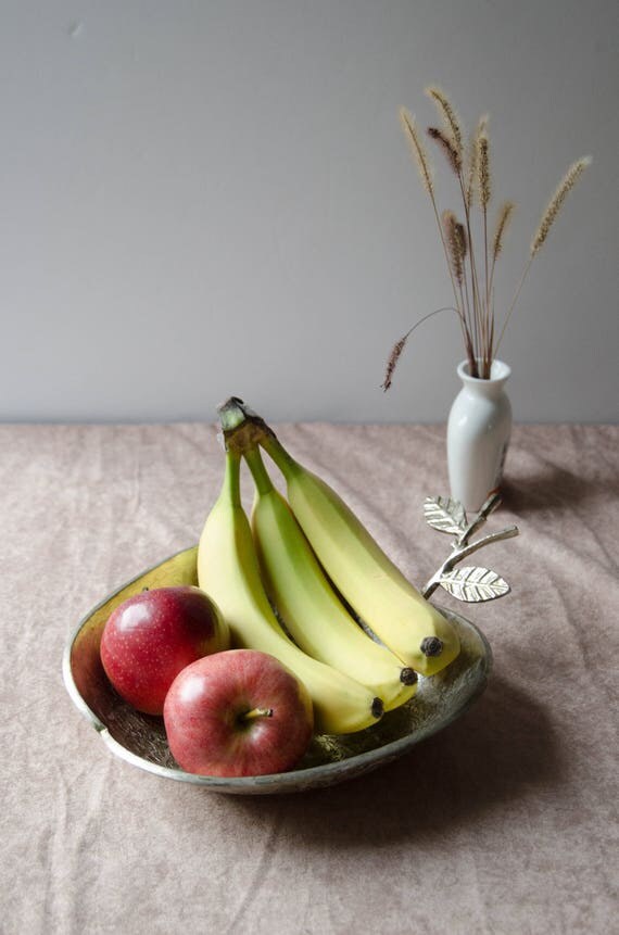 Vintage silver serving tray. Appleshape