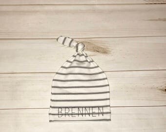 Custom name knotted baby beanie