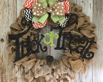 SALE - Burlap wreath - Halloween wreath - Fall wreath - house warming gift - wedding gift - custom gift - neutral burlap wreath - custom