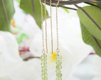 Green Jewelry Peridot Earrings Minimal Earrings Dainty Gemstone Earrings Everyday Earrings Simple Earrings Threader Earrings Dangle Earrings