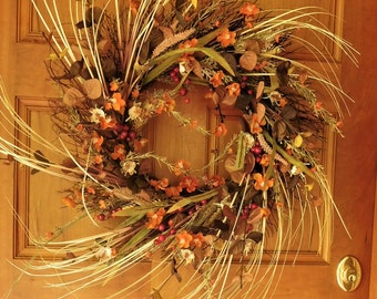Fall Wreath , Door Wreath , Autumn Wreath , Woodland Wreath , Thanksgiving Wreath , Outdoor Wreath , Wild Fall