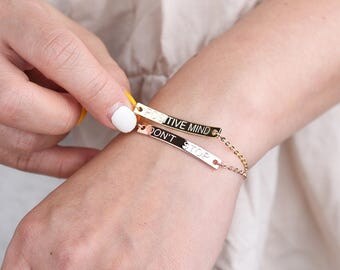 Bridesmaid Gift,Gold Bar Bracelet,Personalized bar bracelet,Custom bracelet,friendship bracelet,Coordinates bracelet,personalized bracelet