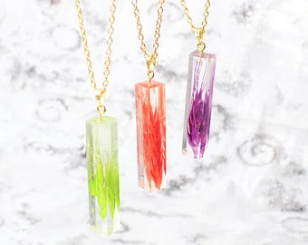 nature necklace bright jewelry crystal necklace purple jewelry green necklace mother gift purple necklace floral jewelry wheat jewelry Рю172