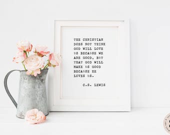 CS Lewis Quote Print — Christian Printable Digital Wall Art Typewriter Quote Prints Black And White Minimalist Print INSTANT DOWNLOAD