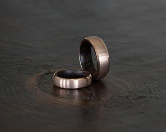 Rose Gold Plated Wood Ring, wooden rings, wood inlay, tungsten carbide ring, ring, wedding band, Fathers day, promise ring, mens, womens