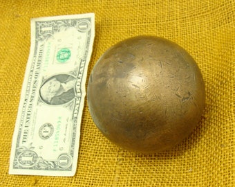 Vintage brass ball-large heavy brass ball-old brass sphere -vintage big brass orb-industrial brass ball-steampunk art-garden art