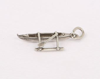 1970's Sterling Silver Kayak Charm w Bale, Excellent VTG Cond., 1' X 1/2", Detailed and so unusual.