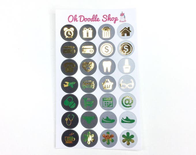 Foil Planner Sticker Icons. Neutral Life Planner colors | for use with Erin Condren, Happy Planner Filofax, or any Planner