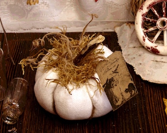 Fabric Pumpkin off white Fall Autumn Decor Harvest Ornament Thanksgiving Halloween decoration Rustic decorations Farmhouse