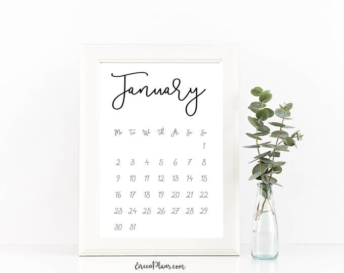 Sale! Printable 2017 Calendar, Wall Calendar, Modern Calendar, Minimalist Calendar, Month, A4, Letter, DIY Calendar, PDF Instant Download