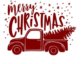 Download Red truck and Christmas Tree SVG File Quote Cut File