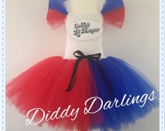 Harley Quinn Tutu Dress. Inspired Handmade All Sizes Halloween Christmas Party Fancy Dress Harley Quinn Costume. Suicide Squad