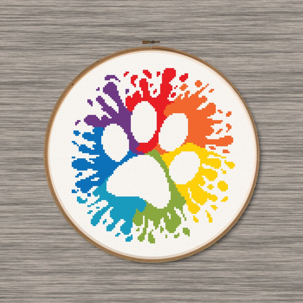 Dog Paw PDF Cross Stitch Pattern