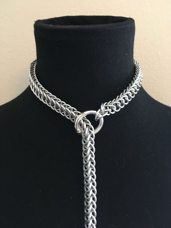 Chainmail Choke Chain Leash Steel Silver Color Nickel Free