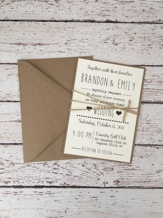 Simple Rustic wedding invitation rustic modern invitation