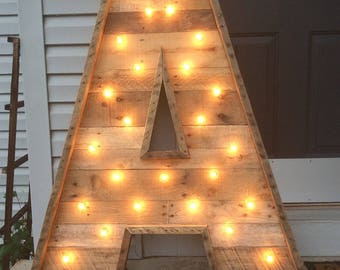 48" Lighted Marquee Letters | Rustic Wood Marquees | Decor | Boutique | Restaurant | Wedding | Brewery | Industrial | Rustic | Reclaimed