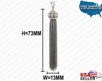 Tassel Chain Pendant, Silver Tassel chain, Crystal Tassels Chains Pendants,Antique silver tassel pendant,Silver chain tassel,Tassel Vintage