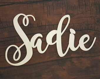 Unpainted Nursery Wall Hanging - Wooden Name - Script Word - Unpainted Wood Name- Personalized Wall Hanging