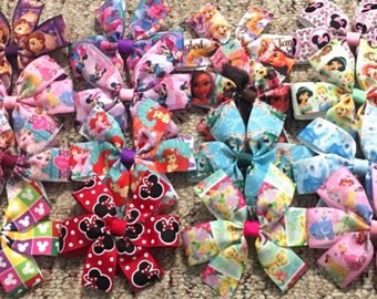 Disney hair bows, disney hair clip, Hair Bows For Girls Lot of 10 girls HairBows- Disney HairBows