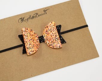 Halloween headband, baby halloween, halloween baby headband, halloween hair bows, baby girl halloween, glitter bow headband, glitter bows