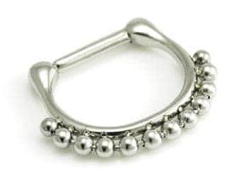 Bead Trim Small Surgical Steel Hinged Septum Clicker Ring - UK Seller