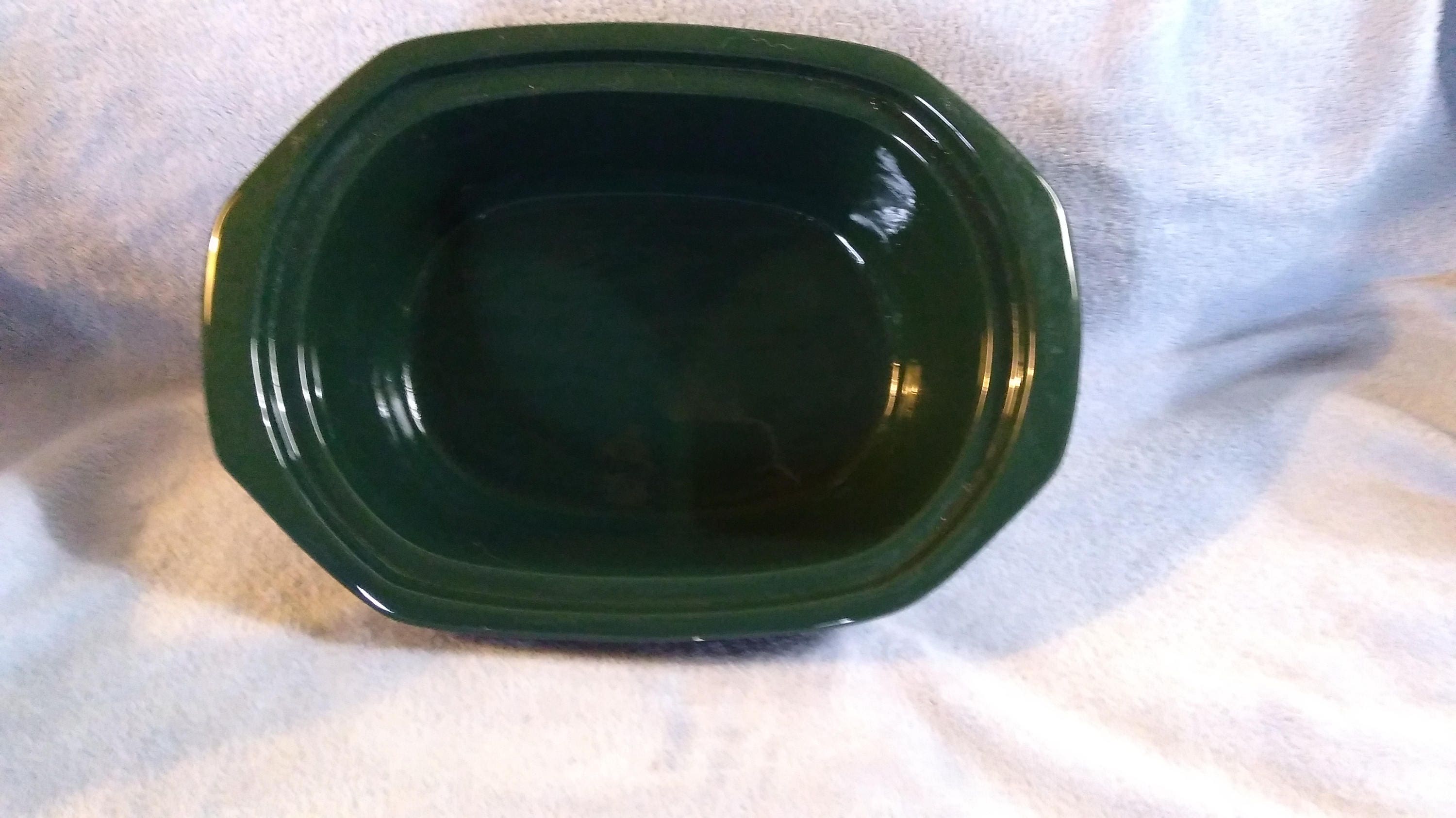 Vintage 4 1/2 Qt Replacement Dark Forest Green Oblong Crock Pot Insert