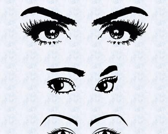 Eyes SVG, eyes silhouettes, eye silhouette svg, eye dxf, face svg, eyes clipart, eyes cut file,cricut,silhouette cameo