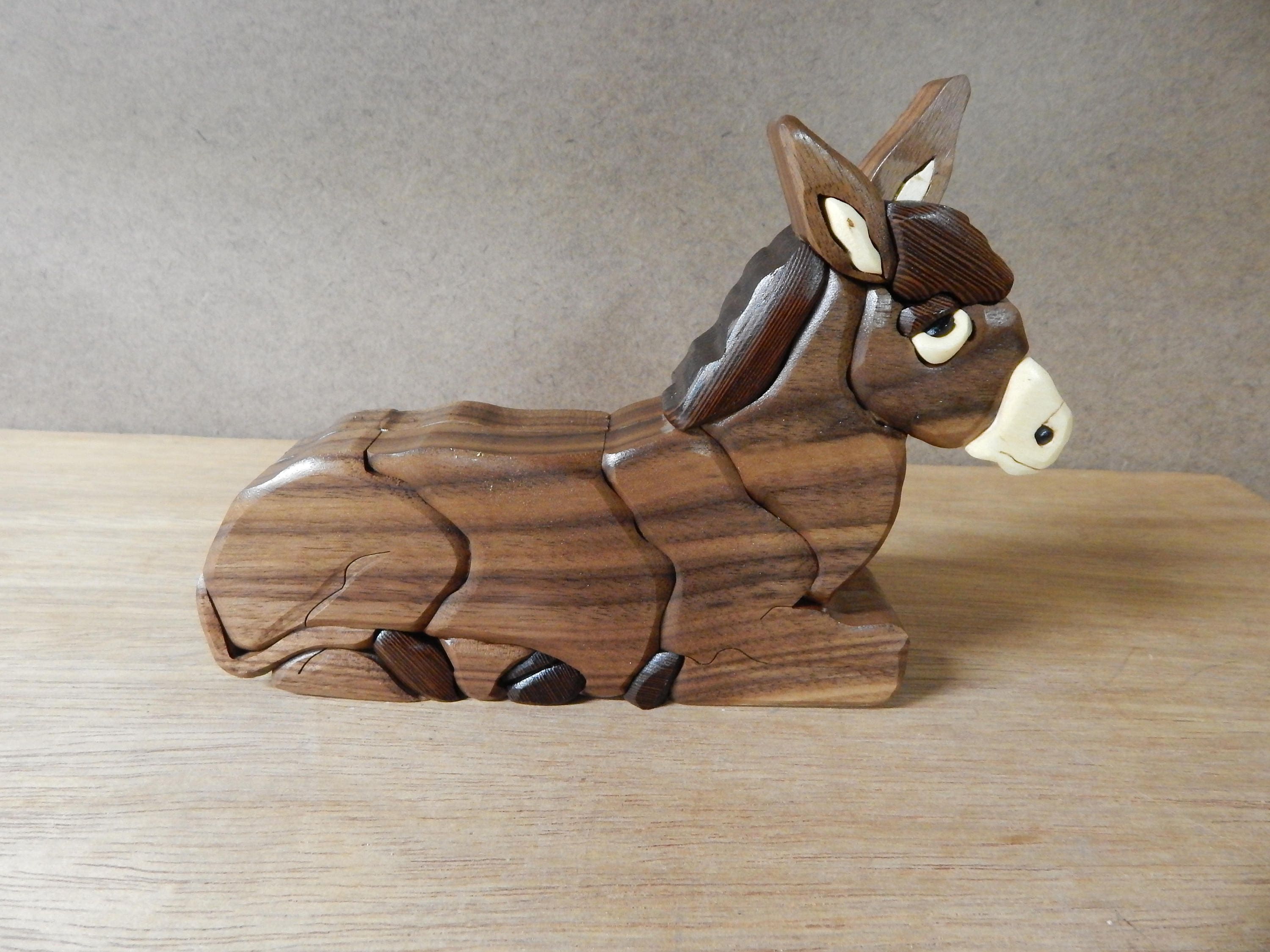 Nativity Donkey Wood Intarsia Wall Hanging Scroll Saw Art