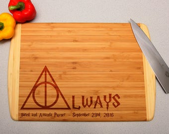 Harry Potter "Always" Deathly Hallows Custom Engraved Cutting Board, Wedding Gift, Home Decor, Anniversary Gift, Bridal Gift, Housewarming