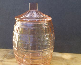 Pink Glass Honey or Jam Pot
