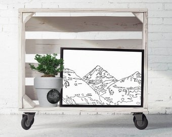 Kings Peak Utah Digital Poster Print Line Drawing Mountain Art Black And Kings Peak Utah Digital Poster Print Line Drawing Mountain Art Black And