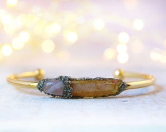 Rose Quartz Bracelet, Stone Bracelet, Raw Stone Bracelet, Bridesmaid Bracelet, Crystal Bracelet, Raw Crystal Bracelet, Bridesmaid Gift