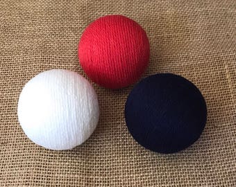 Decorative Yarn Balls; Red, White and Blue Decorative Yarn Balls; Patriotic Yarn Balls; Fourth of July Decorative Yarn Balls; Vase Fillers