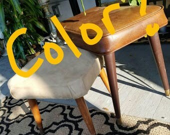 Mid century modern furniture foot stool bench white black brown red green