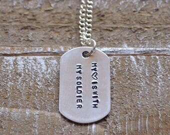 Dog tag necklace, army girlfriend, stamped necklace, mens necklace, dog tags personalized, army wife, custom necklace, dog tag, military