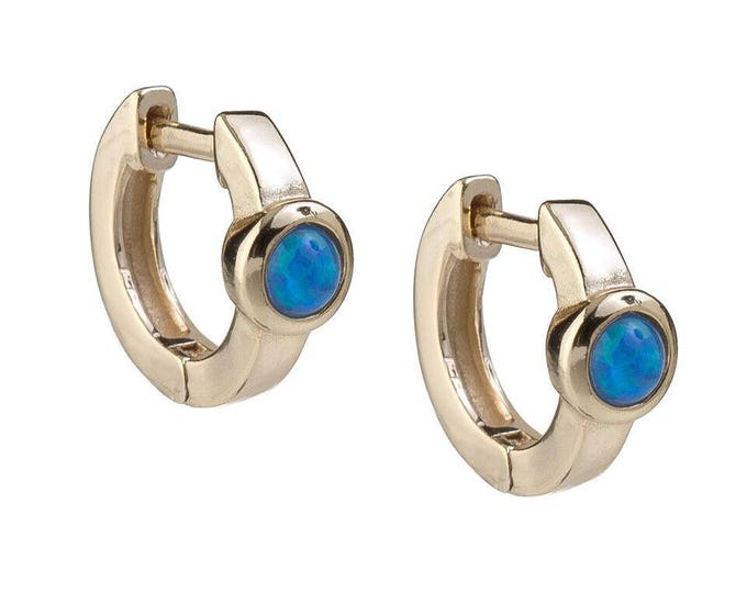 Stud Earrings, Bridesmaid Stud Earrings, gemstone Earrings, , Opal Huggies Earrings Natural blue opal Stud Earrings