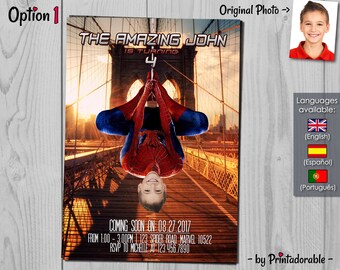 Spiderman Invitation - Amazing Spider-man Homecoming Birthday Invite - Marvel Invitations with photo