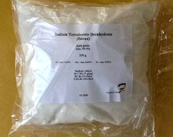 Borax (di-Sodium tetraborate decahydrate) - 99.9% pure grade powder - 50-100-200-400-800g-1.6kg. FREE shipping