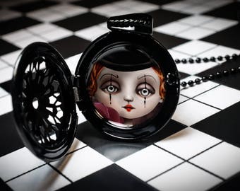 Colombine - Black Locket Drawing Clown