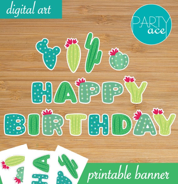 Cactus Banner Printable Mexican Birthday Party Decoration