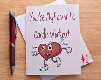 Cardio Workout, Boyfriend Gift, Birthday Card, Card For Him, Sexy Card, Naughty Card, Anniversary Card, Funny Card, Erotic Card, Heart Card