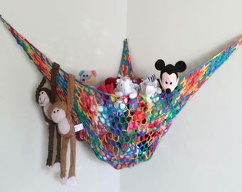 Stuffed Animal Hammock, Stuffed Toy Storage, Plushie Animal Net, Rainbow Kid's Decor, Baby Nursery, Toy Organizer, Beanie Baby Hammock