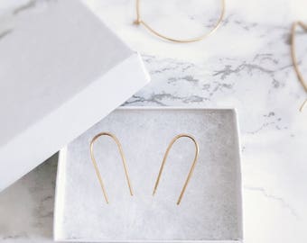 LIMITED EDITION Gold curved ear threader earrings, gold threaders, minimalist earrings , small gold earrings, threader earrings gold, 1 PAIR